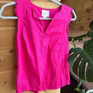 Anthropologie Maeve Pink Scalloped Sleeve Blouse​​​​​